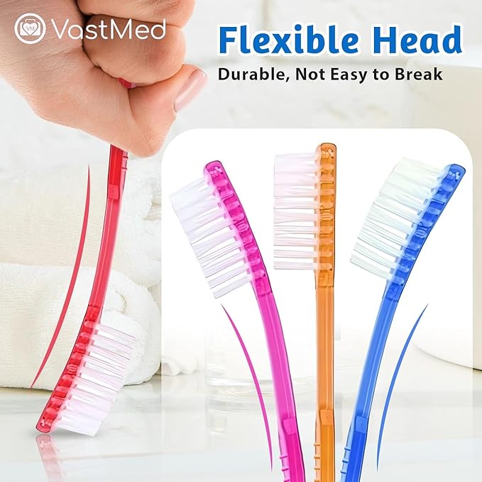 200 Pcs Disposable Pre-Pasted Toothbrushes by Vastmed | Individually Wrapped Pre Pasted Toothbrush | Single Use Waterless Tooth Brush for Hotel, Camping, Homeless Gift
