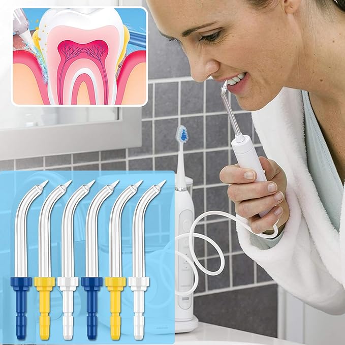 Flosser Replacement Tips for Waterpik Periodontal Tips Dental Water Flosser Tips Replacement Tips for Waterpik Water Flossers (Like WP-100) and Other Brand Oral Irrigators(6 Pieces)