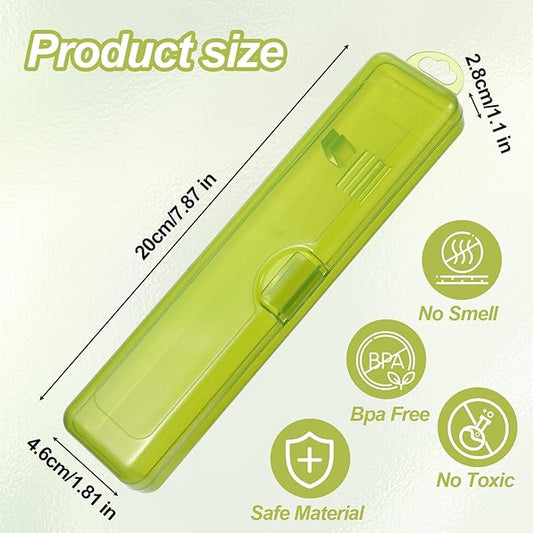 2 Pack Toothbrush Holders Travel Case,Toothbrush Holders for Travel 7.9 x 1.8 x 1.1 In,Portable Plastic Toothbrushes Travels Holder with Secure Seal, Yellow & Green