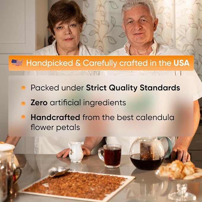 Calendula Loose Tea – 4 oz Size - Marigold & Dried - Calendula Tea Bulk Flowers Gluten-Free and Caffeine-Free Herbal tea for Relaxation, Wallness, From Real Flowers with Smooth Taste