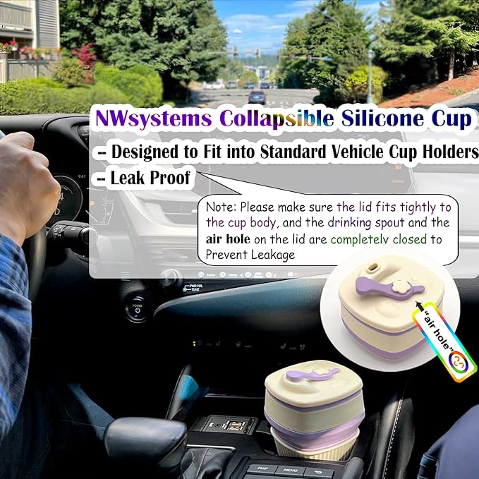 Collapsible Silicone Cup, Safe & Portable, for Hot & Cold Drinks, 18.6 oz (550 ml) - Travel, Camping, Office, and More – Lavender