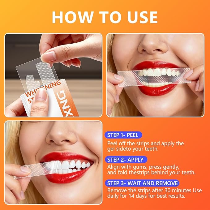 Teeth Whitening Strips, 42 Treatments (84 Strips) White Strips for Sensitive Tooth Whitening Kit, Enamel-Safe, Residue-Free, Non-Slip,Removes Coffee & Wine Stains, Mint