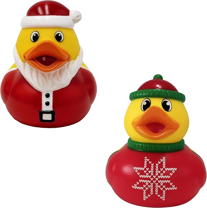 Christmas Rubber Duck, 12-Pack Toy Duckies for Kids, Bath Birthday Gifts Baby Showers Summer Beach and Pool Activity, 3.5" Inches