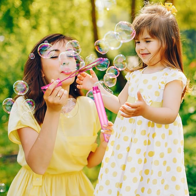 Bubble Wand, 96 Pcs Bubble Wands Bulk in 6 Colors, Bubble Party Favors for Kids, Summer Toys, Indoor Outdoor Activity, Themed Birthday, Wedding, for Girls & Boys