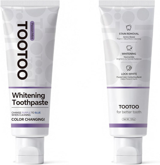 TooToo Niacinamide Whitening Toothpaste – Natural Toothpaste Fluoride Free for Stain Removal, Enamel Safe Fluoride Free for Adult Fresh Breath, 8.4oz(Pack of 2)