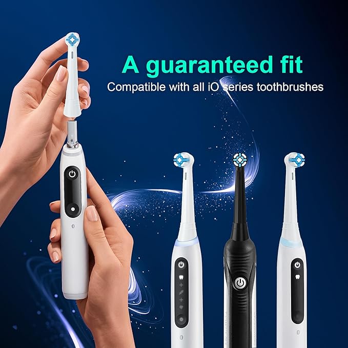 [Upgraded 2025] AmuLumon 4-Pack Ultra-Soft Toothbrush Heads for Oral-B iO Series (iO3/iO4/iO5/iO6/iO7/iO8/iO9/iO10) – Gentle Gum Care, Hygienic Travel-Ready Replacement Brush Heads (White, 4PACK)