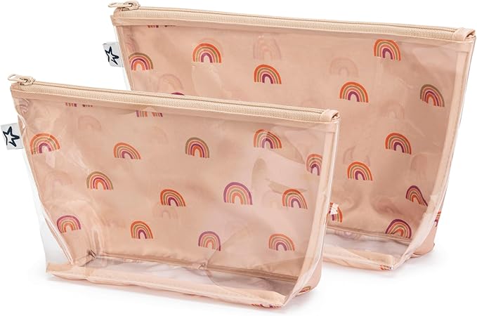 Tiny Twinkle Diaper Bag Organizing Pouches | Mess-Proof Clear Front Travel Organizer Bags | TSA Approved Toiletry Bag Set for Baby and Mom Essentials