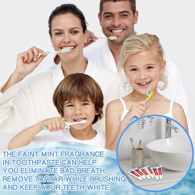 Mini Toothpaste Bulk Regular Clean Mint Toothpaste for Bad Breath, Helps Freshens Breath, Whitens Teeth Travel Size 0.18oz for Home Hotel Office School Camping