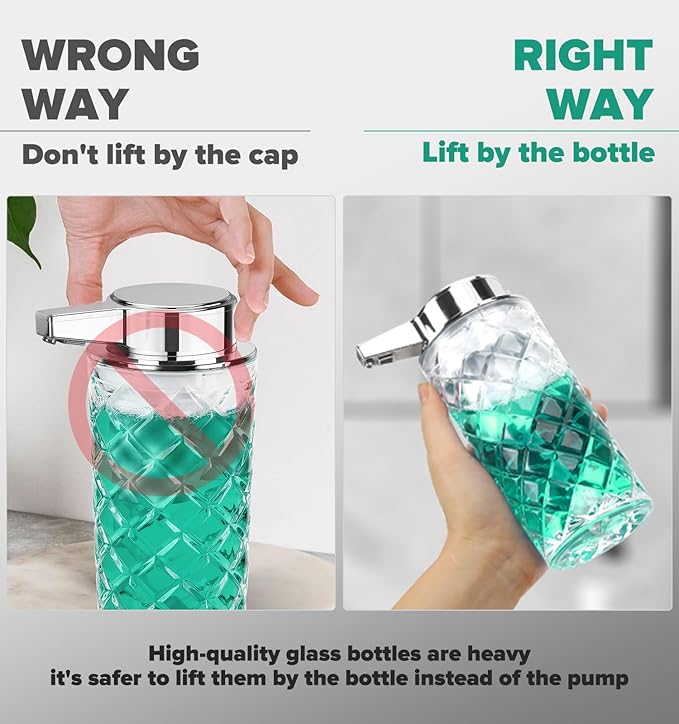 Automatic Soap Dispenser Foam for Kitchen: 11 OZ Glass Touchless Clear Auto Foaming Soap Dispenser for Bathroom - Hand Dish Lotion Home Countertop Kids - Family Couple