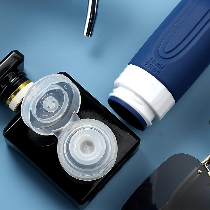 Travel Bottles for Toiletries, Tsa Approved 2oz Travel size Bottles, BPA Free Leak Proof Travels Toiletry Containers, Traveler Accessories with Toiletry Bag for Shampoo Liquid (4 Pack)