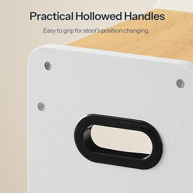 HOOBRO Step Stool for Kids, Two Step Toddler's Stool, Kids Potty Training Stool with Handles, Non-Slip Pads for Safety, Easy to Move, for Sink, Bathroom, Bedroom, White WN01JD01G1