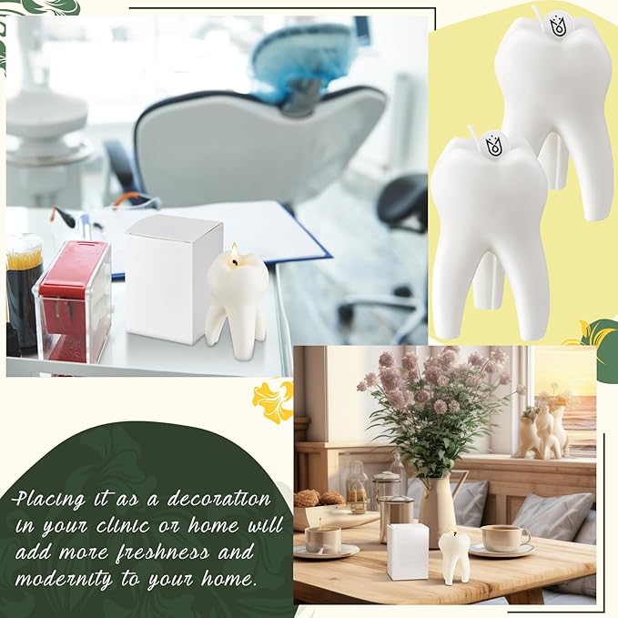 2 Pcs Tooth Scented Candle Cute Dentist Graduation Gift Decorative Aromatherapy Candles for Dental Hygienist Assistant Gifts Clinic Desk Office Decor, Natural Soy Wax, 2. 75 x 3. 93 Inch
