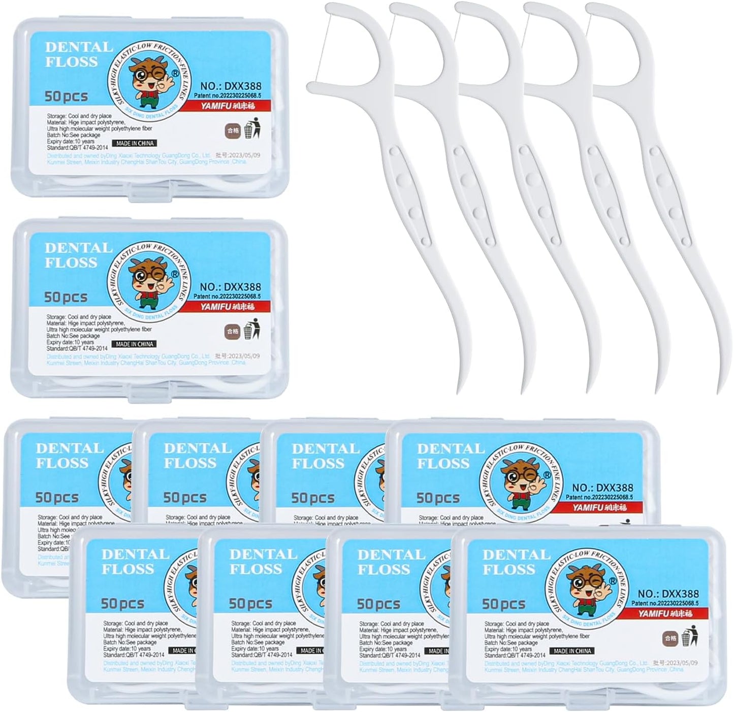 Dental Flossers for Adults,Floss Picks - Perfect for Tight Teeth, 500 Count Dental Floss Picks, Professional Toothpicks Sticks with Portable Case and Dental Picks (10 Boxes)