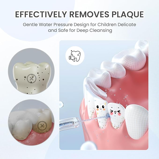 Kids Water Dental Flosser, Portable Water Flosser for Teeth 150ML Rechargeable Oral Irrigator with 3 Modes & 4 Nozzles, IPX5 Waterproof for Home and Travel