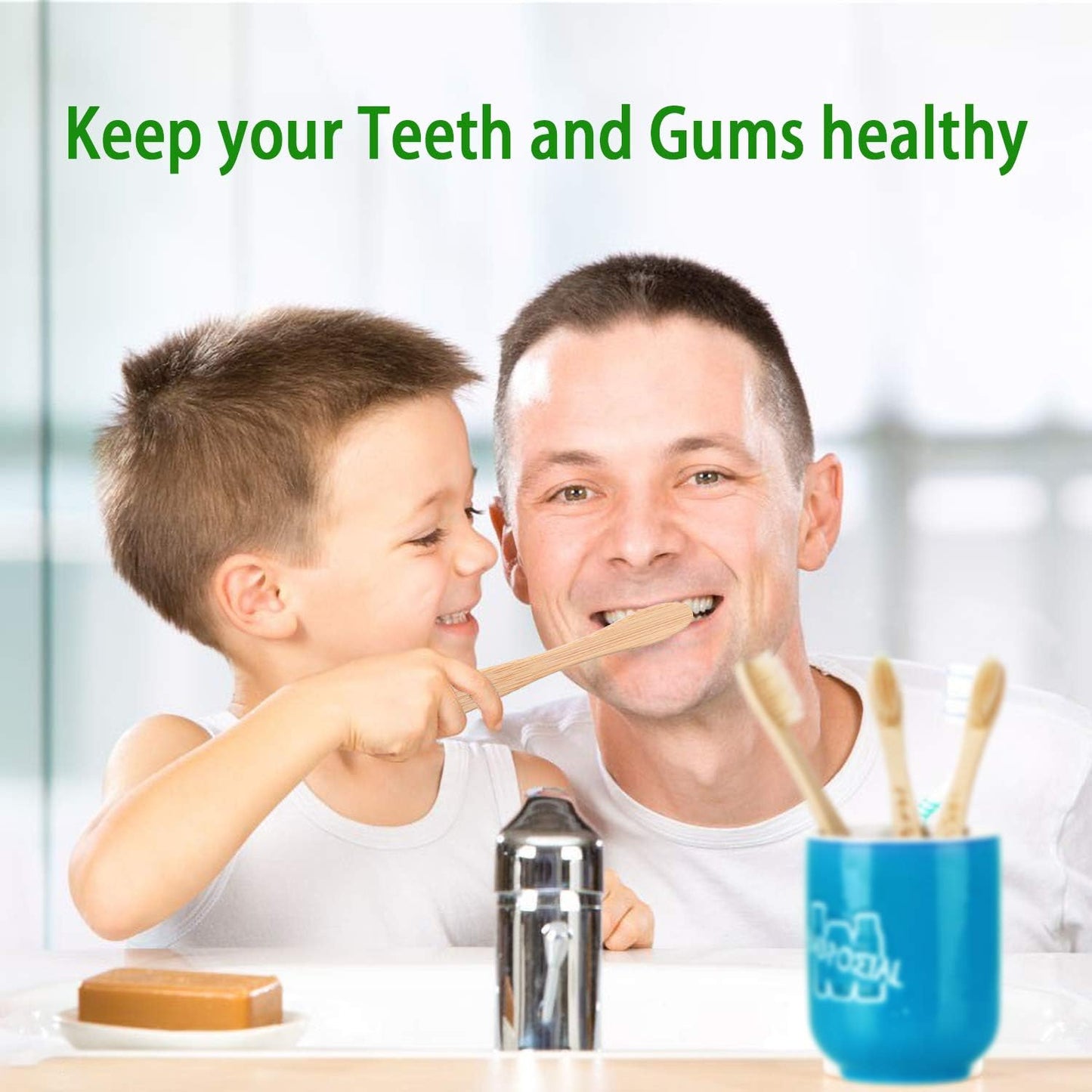 Bamboo Toothbrushes - Biodegradable Eco Friendly Soft Toothbrushes for Adults, Kids - Natural Wooden Toothbrushes with Soft Bristles - 10 Pcs Family Toothbrush Pack