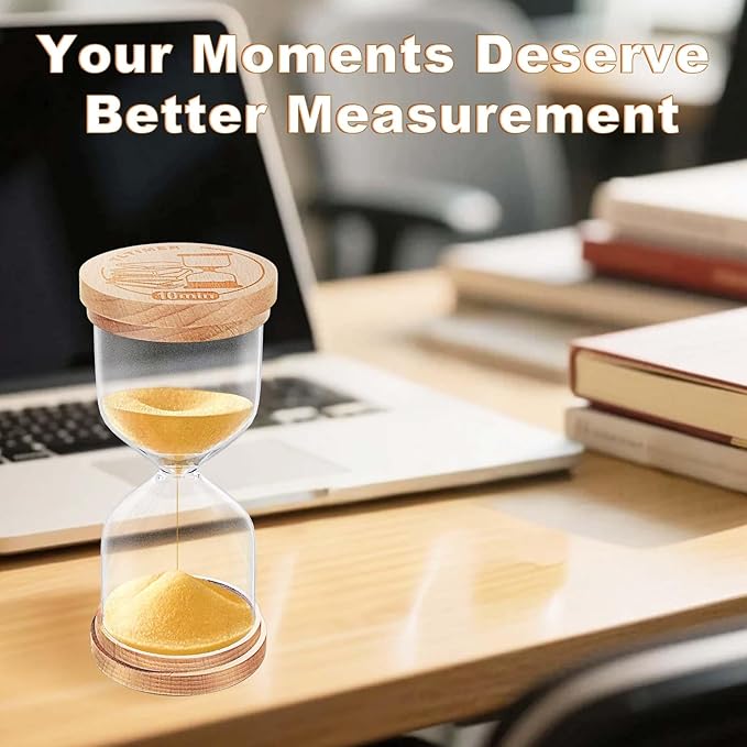 Sand Timer 15 Minute, Beech Wooden Sand Clock, Small Hourglass Hour Glass,Reloj De Arena,Gold Sandglass 15 Min for Classroom, Game,Kitchen, Decor,Desk (Gold)
