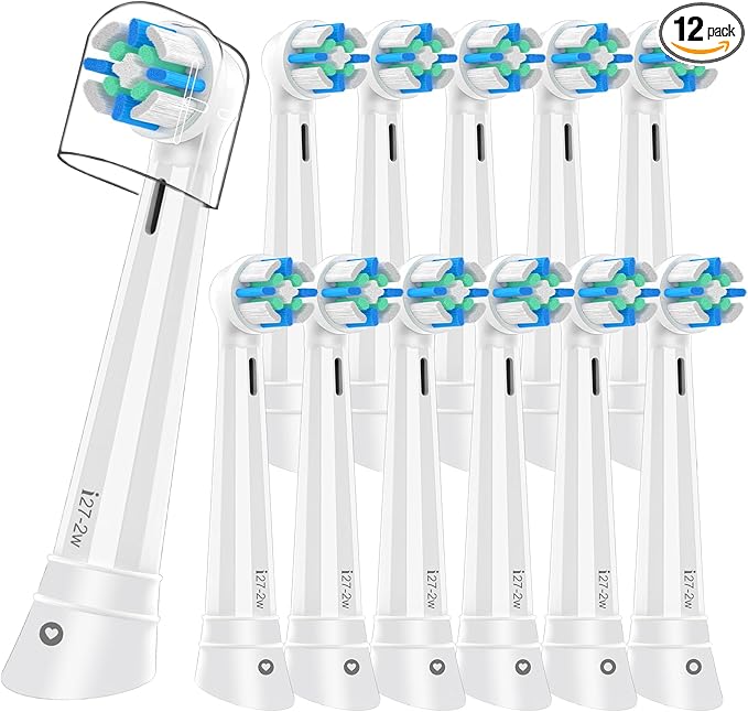 12 Pack iO Replacement Heads Compatible with Oral B iO Electric Toothbrush,Compatible with Oral B iO Series 2/3/4/5/6/7/8/9/10,Premium Bristles for Deep Cleaning&Gentle Care,White