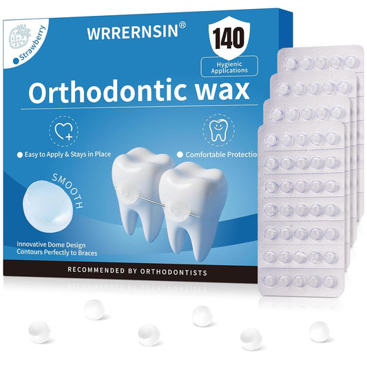 Braces Wax Dots Orthodontic Wax for Braces 140 Individually Wrapped Dental Kit for Wires Strawberry
