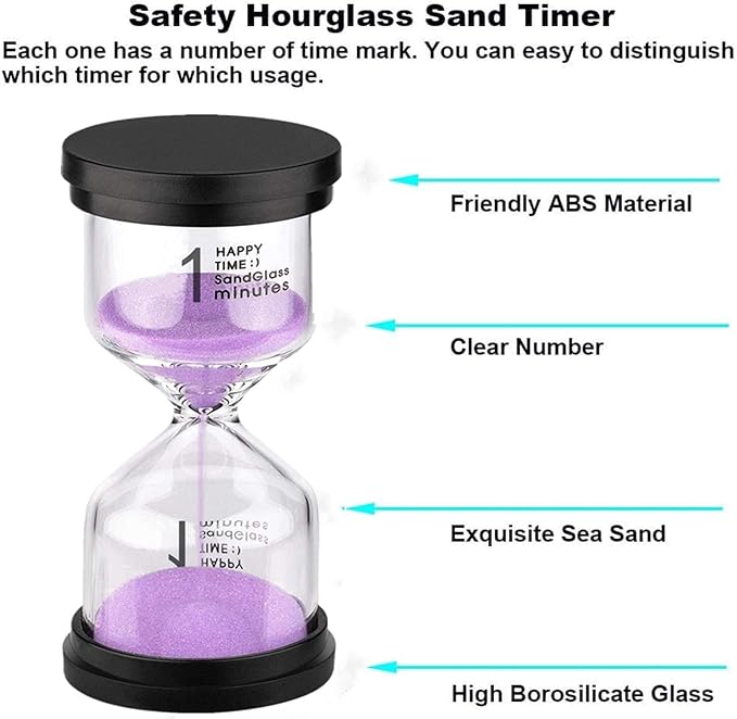 SuLiao Hourglass 1 Minute Timer: Colorful Sand Watch 1 Min, Purple Sand Clock, Small Reloj De Arena 1 Minuto, Plastic Hour Glass Sandglass for Kids, Games, Classroom, Kitchen, Decoration