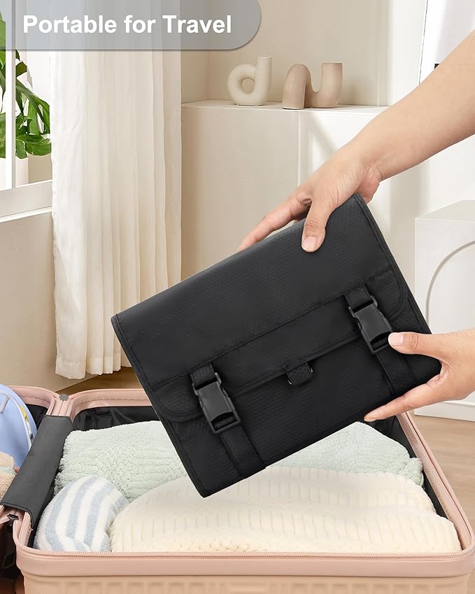 Relavel Travel Hanging Toiletry Bag for Men Women Travel Kit Shaving Bag Waterproof Large Makeup Bag Wash Bag Makeup Organizer Cosmetic Case for Bathroom Shower Black