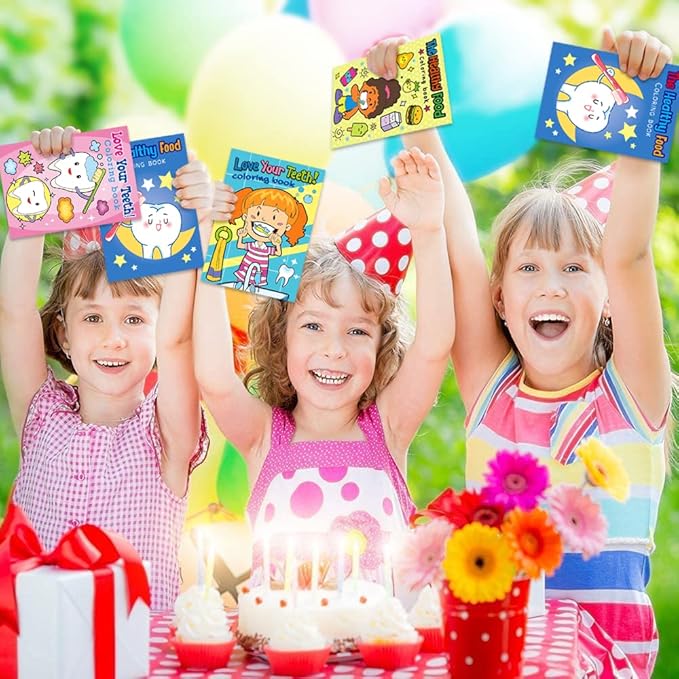 Dental Kids 24‑Pack 5″ × 7″ Mini Dental Coloring & Activity Books – 6 Pages Small Teeth Color Booklets | Classroom & Dental Party Favors, Birthday Goody Bag Gifts, Kids 3+