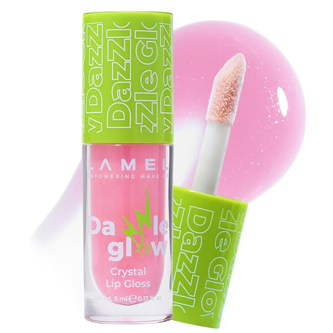 Lamel Dazzle Glow Crystal Clear Lip Gloss - Hydrating Lip Gloss - Non Sticky - Colored - Moisturizing - №405 Cotton Candy