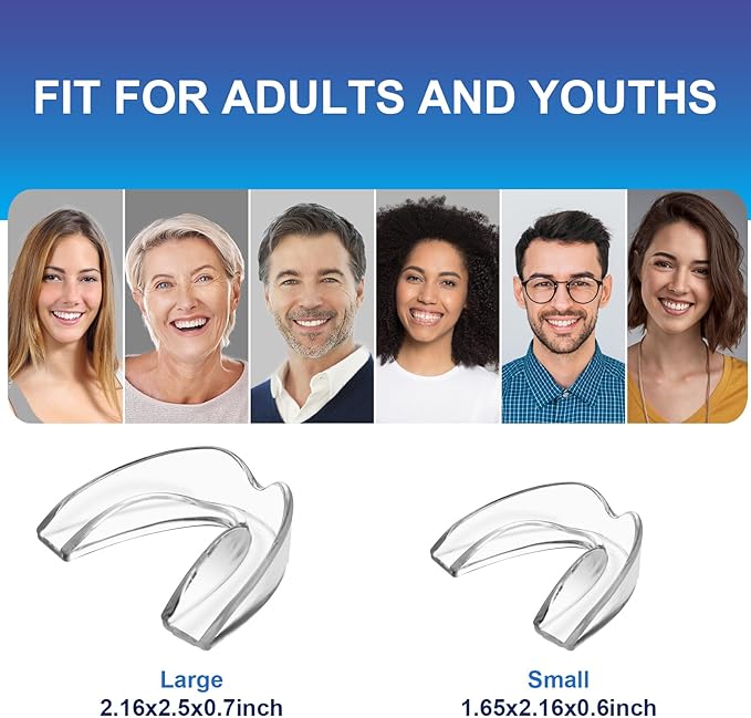 Mouth Guard for Grinding Teeth at Night, Neateeth Night Guards for Teeth Grinding & Clenching, Pack of 4 Dental Guards for Sleeping – 2 Sizes, Travel Case Included