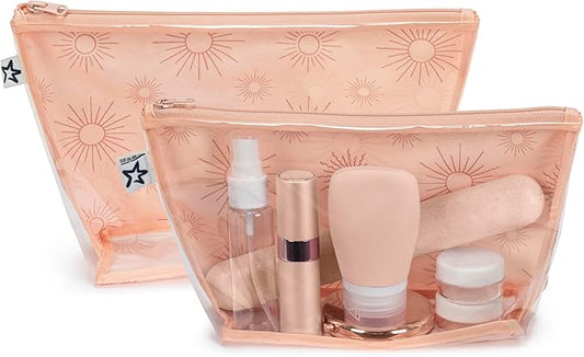 Tiny Twinkle Diaper Bag Organizing Pouches | Mess-Proof Clear Front Travel Organizer Bags | TSA Approved Toiletry Bag Set for Baby and Mom Essentials