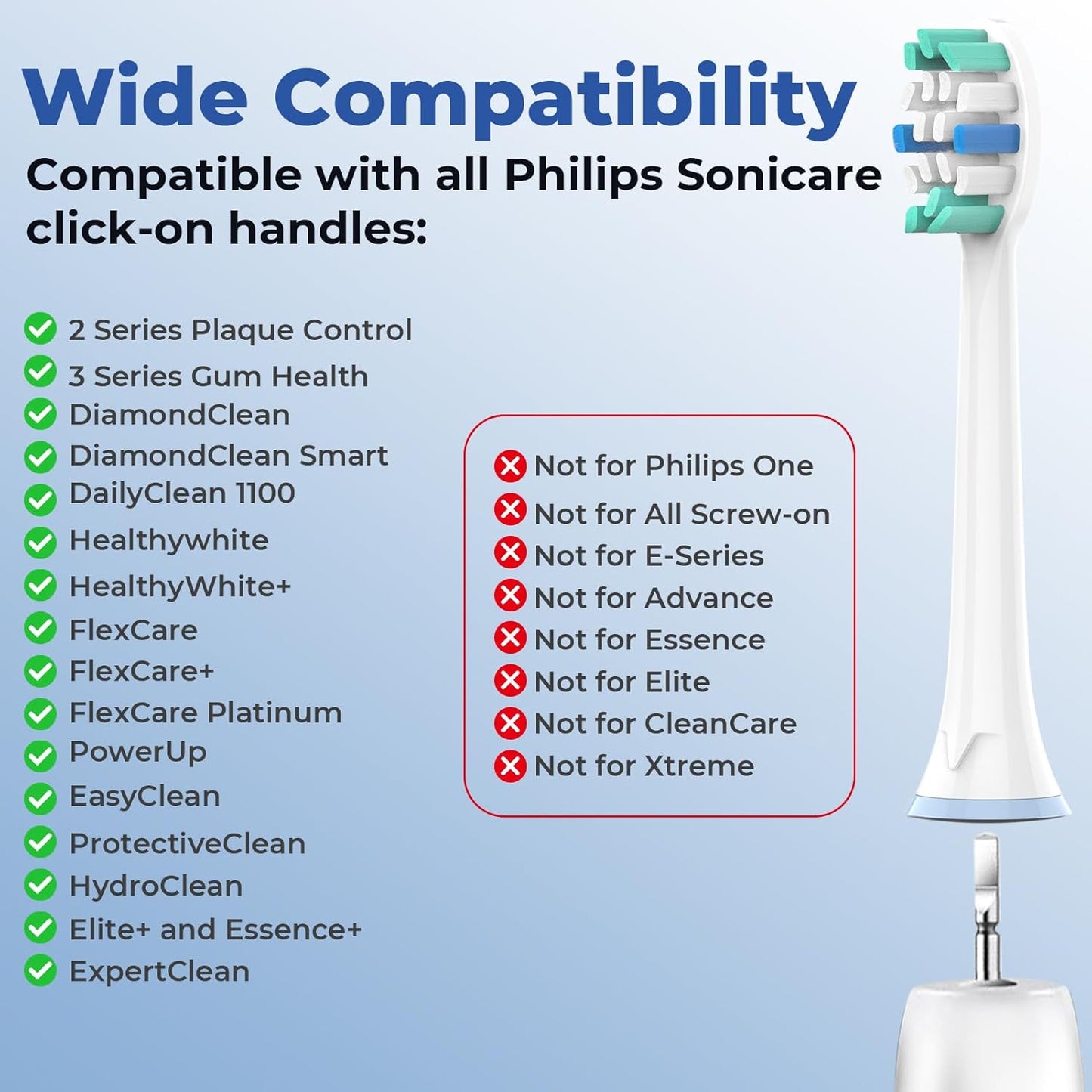 Replacement Heads for Philips Sonicare: Replacement Brush Head Compatible with Philips Sonicare - Toothbrush Heads Soft Compatible with DiamondClean, FlexCare, ProtectiveClean and More, 8 Pack