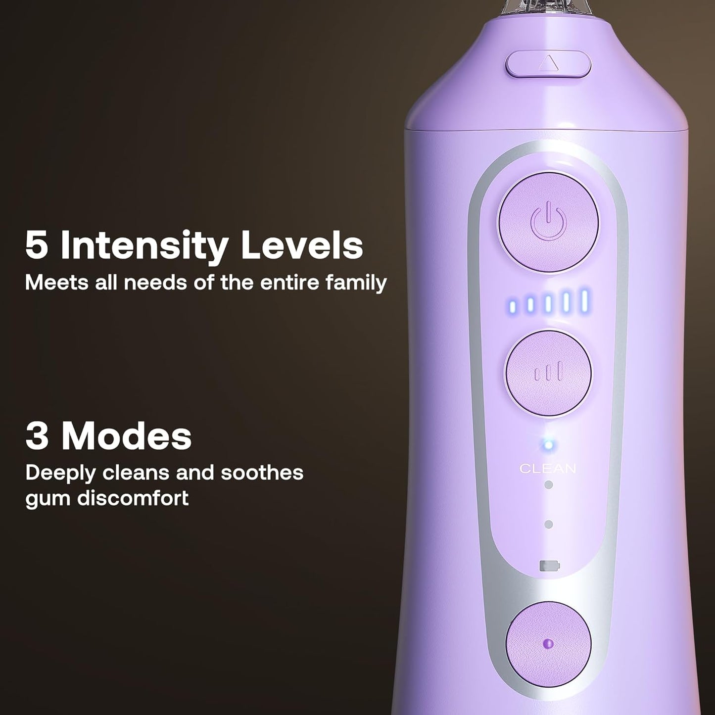 Bitvae Water Dental Flosser Teeth Pick, Cordless Flosser for Travel with 6 Jet Tips, 3 Modes 5 intensities, IPX7 Waterproof Portable & Rechargeable Oral Irrigator Cleaner, Purple