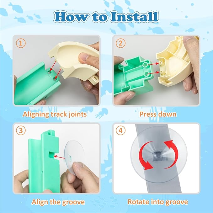 62 PCS Toddler Bath Toys for Kids, Fun Duck Slide Baths Toy, DIY Baby Shower Bathtub Toys Gifts for Kids Ages 4-8, Mold Free Baths Toy for Toddlers