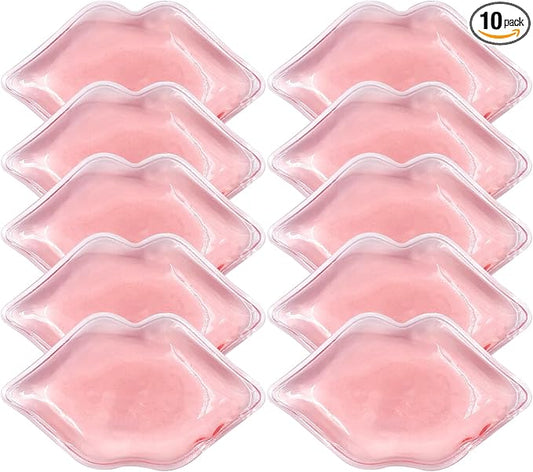 (10 PCS) Lip Ice Pack ，Ice Compress After Lip ice Treatment, Reusable ice pad for Cosmetic, Lip Shape ice Pack to Relieve Pain and Relax Lips, Anti-Aging Lip Care ice Pack to Reduce Lip Swelling