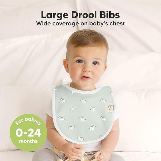 8-Pack Organic Baby Bibs for Boys, Girls - Soft Cotton Drooling and Teething Bibs for Baby Girl & Boy, Extra Absorbent, Easy to Clean & Put On for Toddler, Newborn, Infant 0-24 Months (Wilderness)