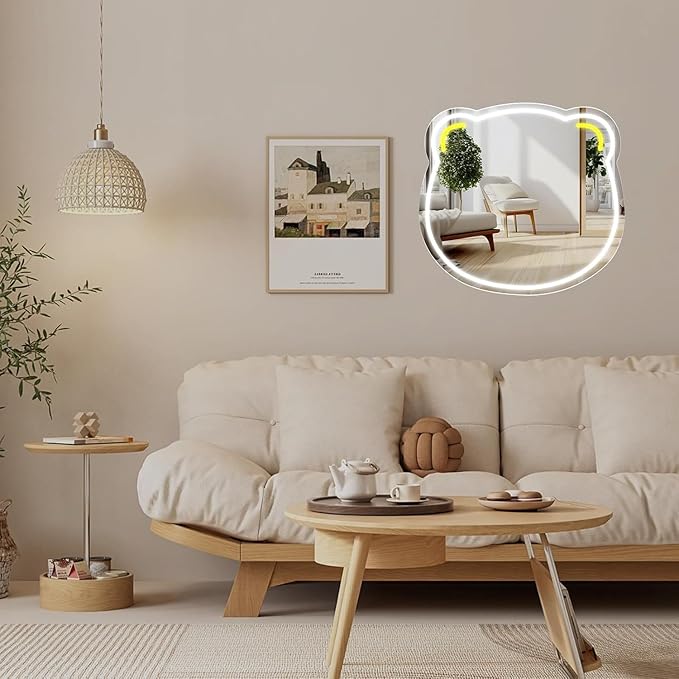 LED Mirror Neon Lights Light Up Dressing Mirror Cat/Shine Heart/Bat/Butterfly Shape Neon Mirror Sign for Modern Home Girl Room Bathroom Salon Wall Art Decor Gift For Girlfriend USB Powered