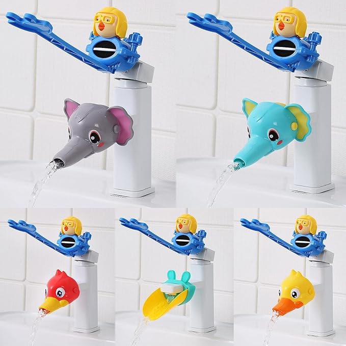 Naysku Cartoon Faucet Extender, Safety Faucet Extender for Children Toddler Kids Hand Washing Baby Kids Hand Wash Helper Bathroom Sink, Silicone Faucet Extender Extender