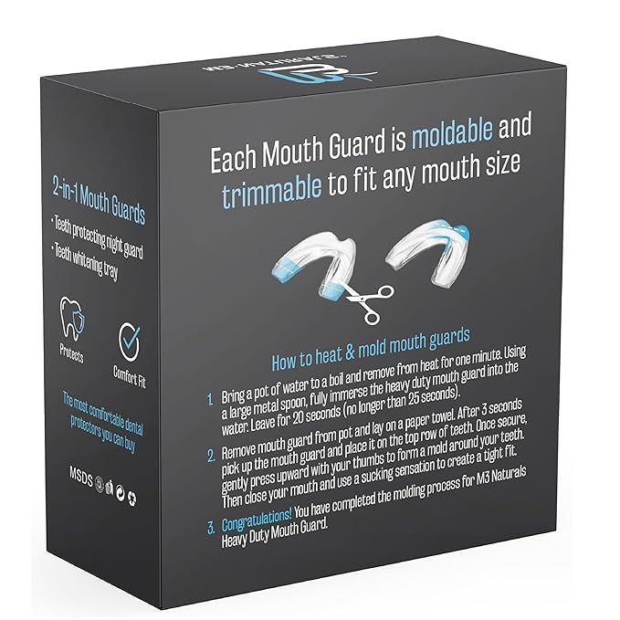 Mouth Guard for Grinding & Clenching Teeth BPA Free 4 Guards for Adults & Kids Dental Guards Bite Guards Night Guards for Teeth Grinding Teeth Grinding Mouth Guard for Sleep by M3 Naturals