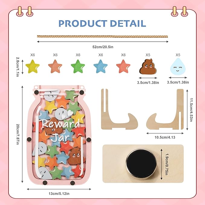 Personalized Stars Reward Jar Magnetic Reward Jar, Classroom Reward Jar for Kids, Jar Reward System Behavior Chart for Kids Incentive Chart for Classroom (Star+Poop+Drop)