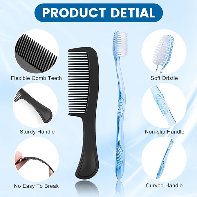 5 Sets Personal Hygiene Kit Bulk, Disposable Toothbrushes with Toothpaste Floss Comb Soap and Cover, Toiletry Kits Homeless Supplies Bulk for Women,Men,Travel,Homeless