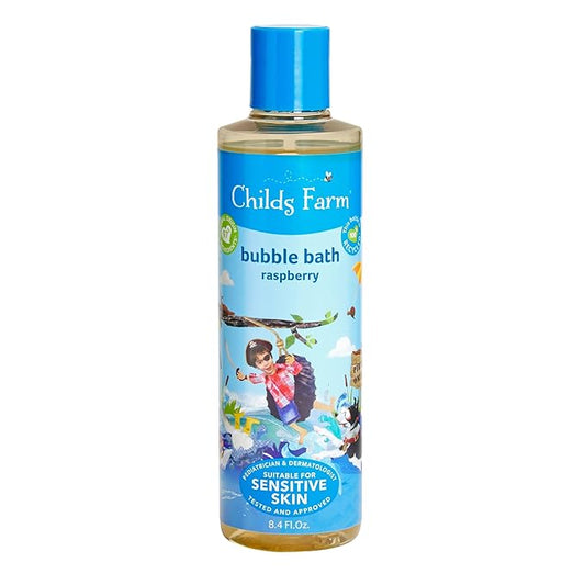 Childs Farm, Kids Bubble Bath for Dry, Sensitive Skin, Organic Raspberry, Gently Cleanses & Soothes, Vegan, Cruelty-Free, 8.4 fl oz