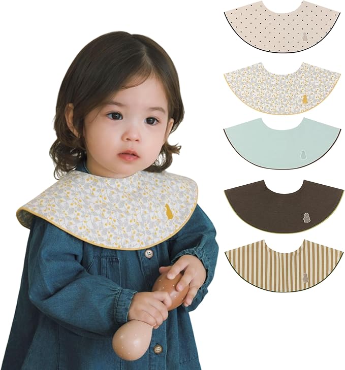 Konny Baby Bibs Set, 360 ° Rotate, Soft and Absorbent Bandana Drooling for Boys Girls baby Essentials