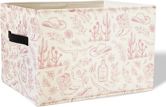 Western Cowgirls Storage Basket Organizer Bins With Handles,Western Nursery Organizing Decorative Storage Basket for Home,Collapsible Closet Shelf Cloth Organizer Basket for Bedroom Bathroom
