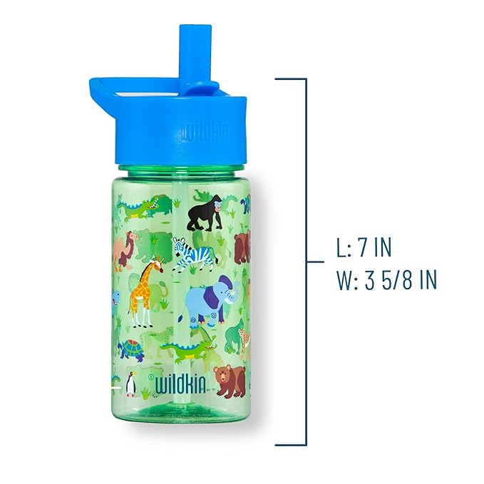 Wildkin Kids 16 Oz Water Bottle – BPA-Free Tritan, Leak-Proof Lid, Durable & Easy to Clean - Wild Animals