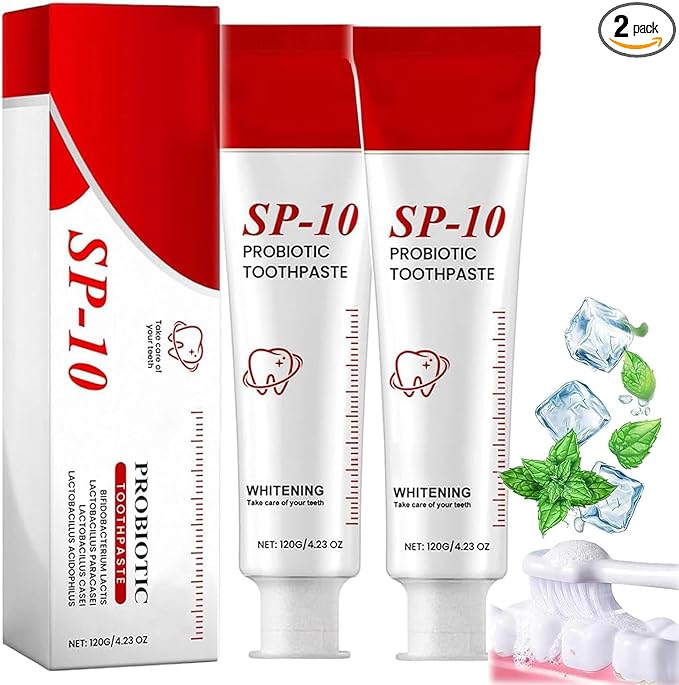 2 Pcs SP10 Probiotic Toothpaste - Whitening Toothpaste, Fresh Breath Formula，Stain Removal，Deep Cleaning Care