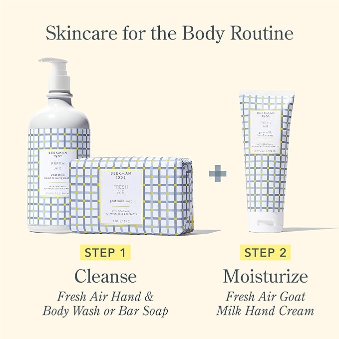 Beekman 1802 Goat Milk Hand Wash, Fresh Air - Scented - 12.5 oz - Cleanses, Softens & Nourishes Skin - Rinses Away Impurities - Good for Sensitive Skin - Cruelty Free - Ready For Use, Pump Inserted