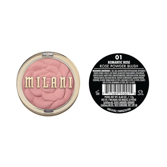 Milani Rose Blush, Powder Blush for Cheeks, Cruelty Free Makeup - Shape, Contour & Highlight Face for a Natural Matte Finish -Romantic Rose