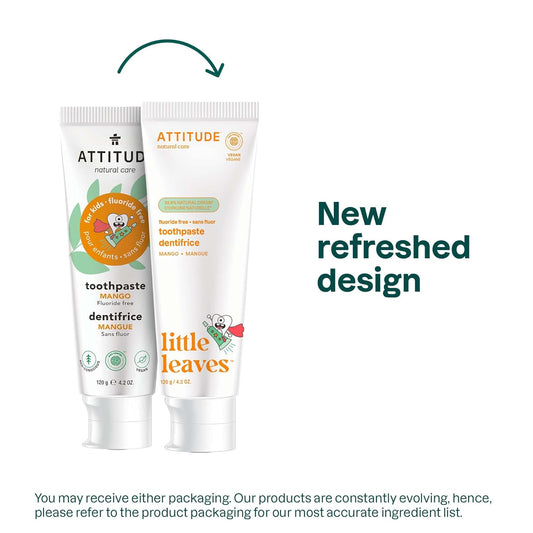 ATTITUDE Fluoride-Free Toothpaste, Plant- and Mineral-Based Ingredients, Vegan, Cruelty-Free and Sugar-Free, Mango 4.2 Oz