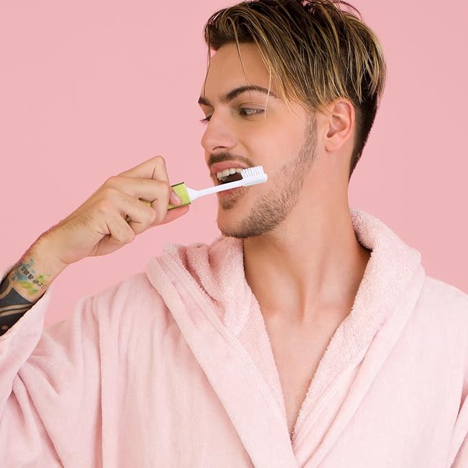 Patelai 4 Pcs Travel Toothbrush Set, Soft Bristle Mini Foldable Tooth Brush with Case, Individually Wrapped Small Portable Travel Size Toiletries Stuff for Camping (Mailard Color)