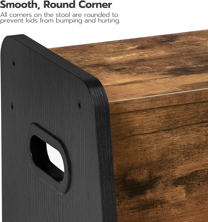 HOOBRO Step Stool for Kids, Two Step Toddler's Stool, Kids Potty Training Stool with Handles, Non-Slip Pads for Safety, Easy to Move, for Sink, Bathroom, Bedroom, Rustic Brown BF01JD01G1