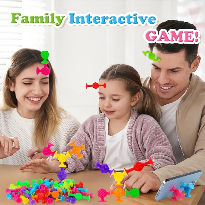 Toddler Textured Suction Cup Toys, 40 PCS Kids Bath Toys Ages 4-8, Sensory Sucker Toy for Baby Age 3, Travel Window Shower Bathtub Toy, Montessori Stress Release Ideal Gifts for Boys Girls