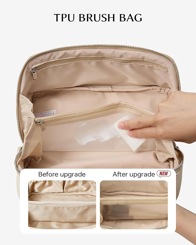 EACHY Travel Makeup Bag,Large Capacity Cosmetic Bags for Women,Waterproof Portable Pouch Open Flat Toiletry Bag Pattern Makeup Bag